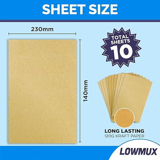 Pack Of 10 Premium Assorted Sandpaper Sheets (Fine x3, Medium x4, Coarse x3) For Wood & Walls.